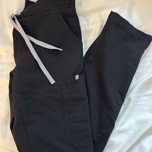 Figs Women's Black Skinny Pants with Gray Tie